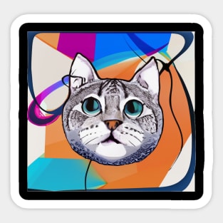 Abstract Artsy Cat Sticker